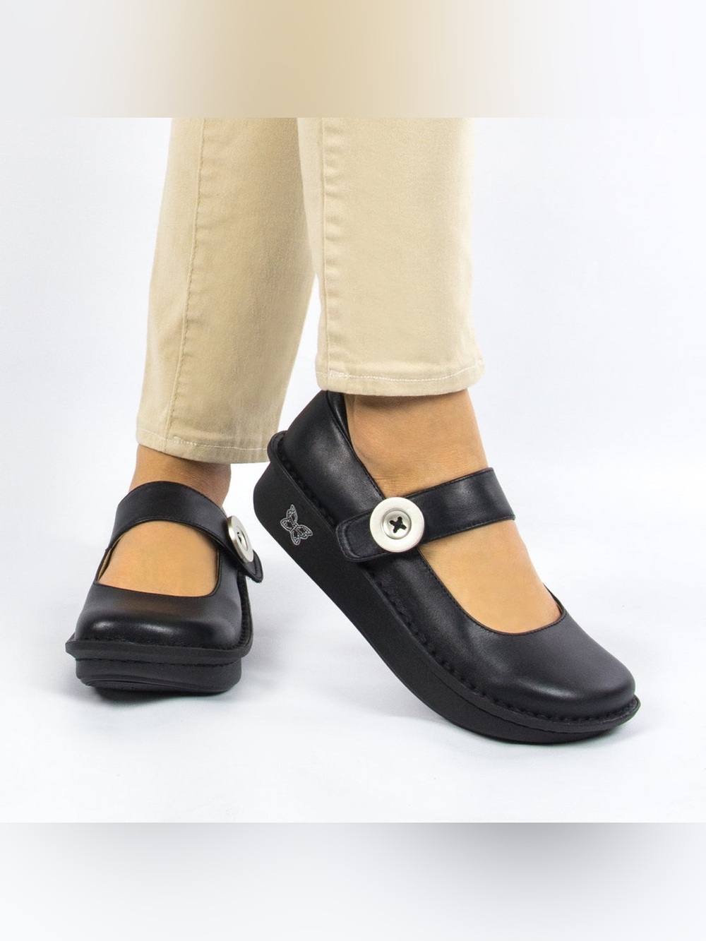 Alegria Paloma Black Nappa Mary Jane Clogs